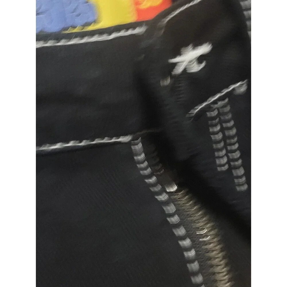 Empyre size 30 denim jeans black zip pockets tapered baggy